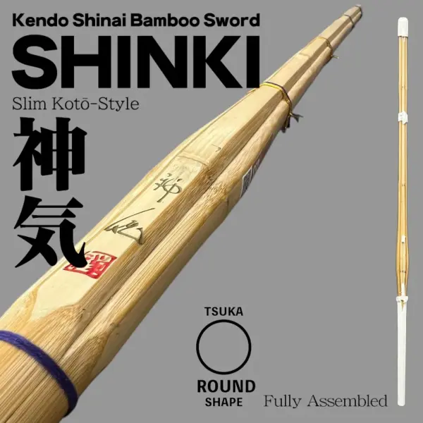Kendo Shinai Bamboo Sword SHINKI Slim Kotō-Style Fully Assembled