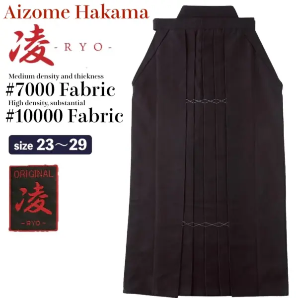 RYO Kendo Aizome Hakama Series #7000 and #10000 Fabric Traditional Aizome Indigo-Dyed Kendo Uniform