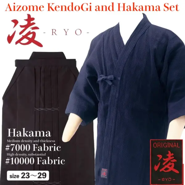 RYO KendoGi and Hakama Set Traditional Aizome Indigo Dyed Kendo Uniform