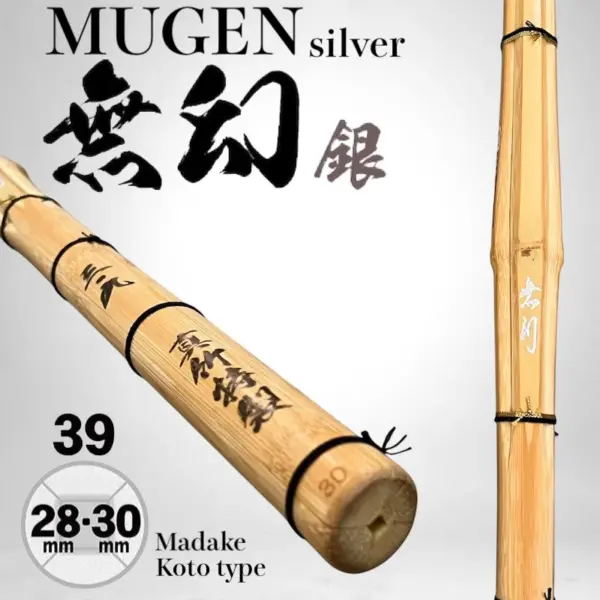 Kendo Shinai MUGEN Silver Koto Type Thick Grip 39MEN Fully Assembled Bamboo Sword