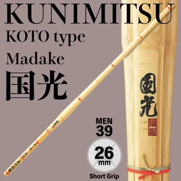 Kendo Shinai KUNIMITSU 39MEN Koto Type Short Grip Fully Assembled Bamboo Sword
