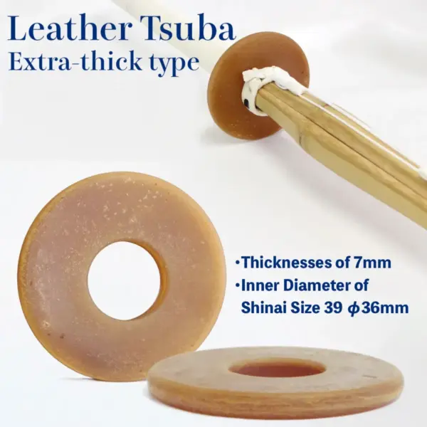 Leather Tsuba Sword Guard 7mm Thickness Extra-thick type and TsubaDome